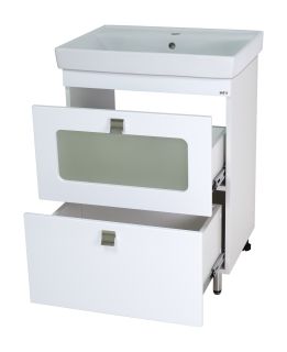 Напольная тумба под раковину Misty Урал 60см с двумя ящиками белый